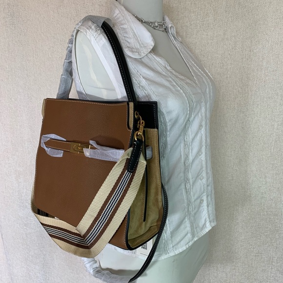 Tory Burch Lee Radziwill Double Tan Pebbled Leather Small Satchel/Shoulder Bag - Picture 3 of 16